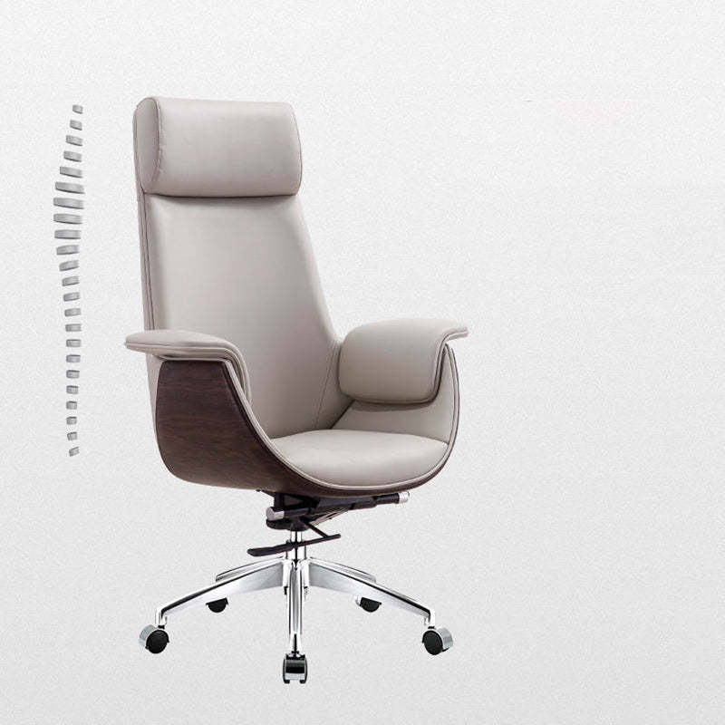 Modern Microfiber Leather Wood Grain Desk Chair