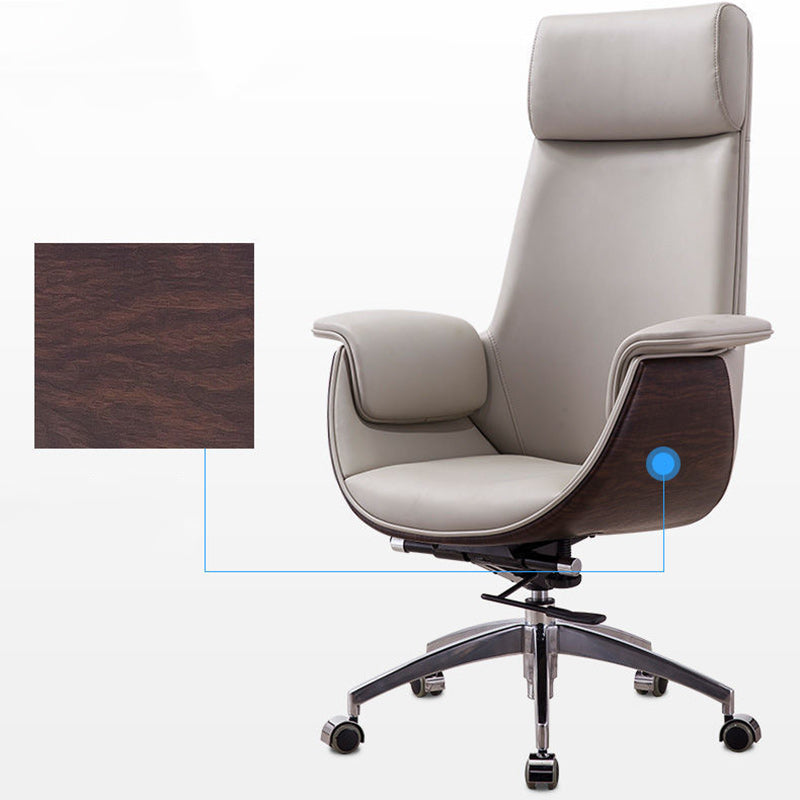 Modern Microfiber Leather Wood Grain Desk Chair