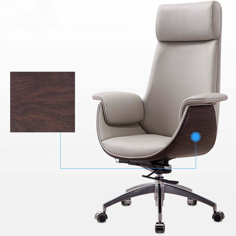 Modern Microfiber Leather Wood Grain Desk Chair