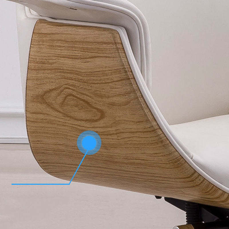 Modern Microfiber Leather Wood Grain Desk Chair — High Back / Khaki