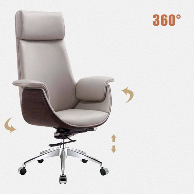 Modern Microfiber Leather Wood Grain Desk Chair