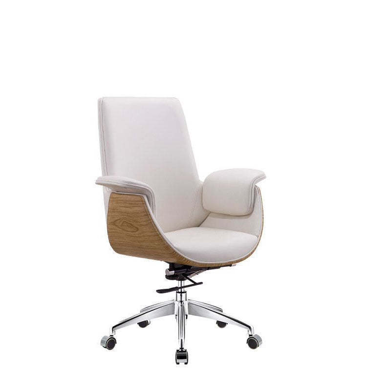 Minimalist grain desk office chairs in leather — Low Back / White