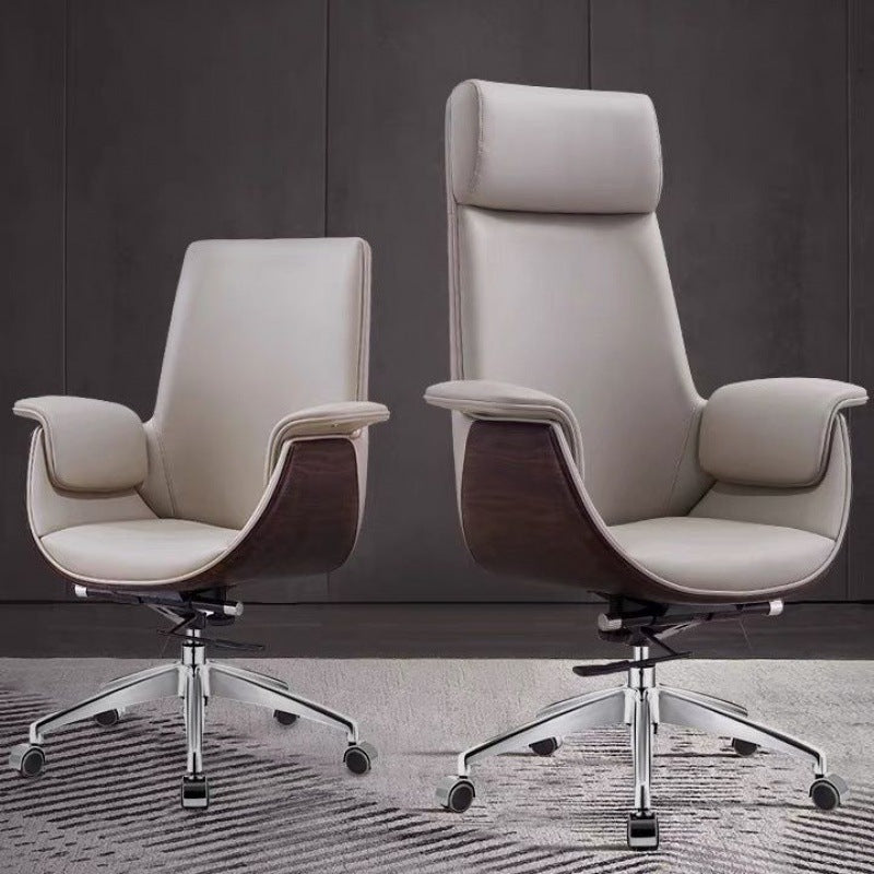 Modern Microfiber Leather Wood Grain Desk Chair