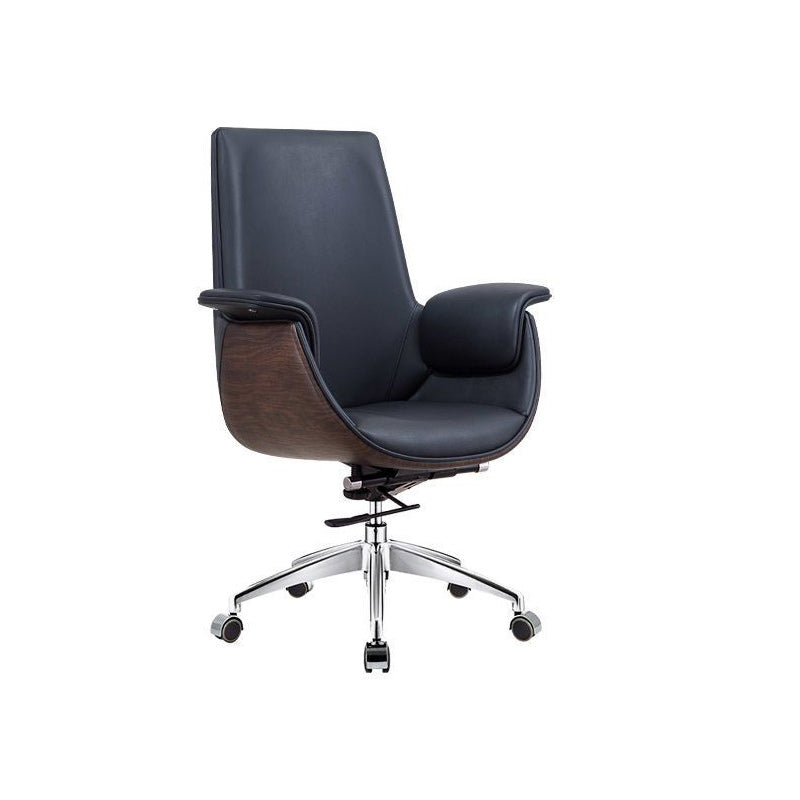 Modern Microfiber Leather Wood Grain Desk Chair