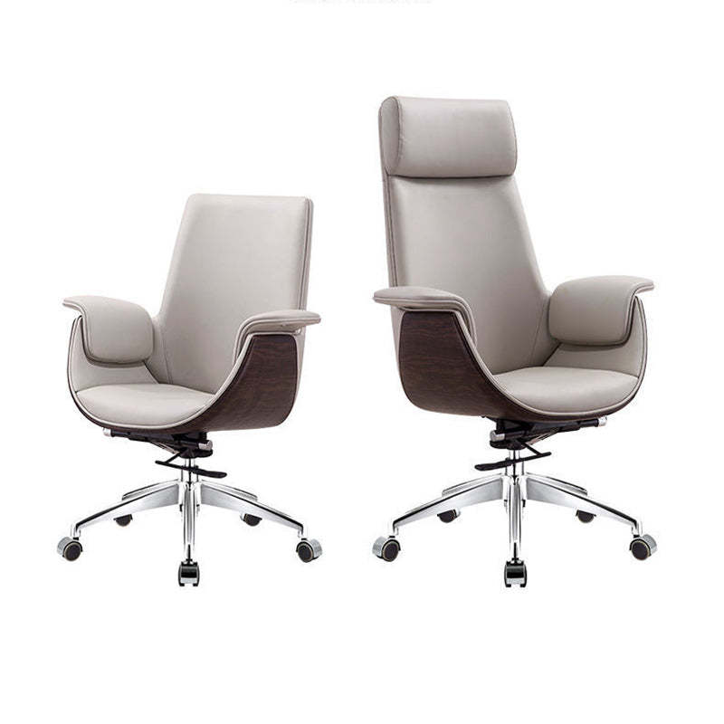 Modern Microfiber Leather Wood Grain Desk Chair