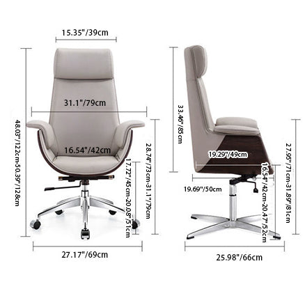 Modern Microfiber Leather Wood Grain Desk Chair — High Back / Gray