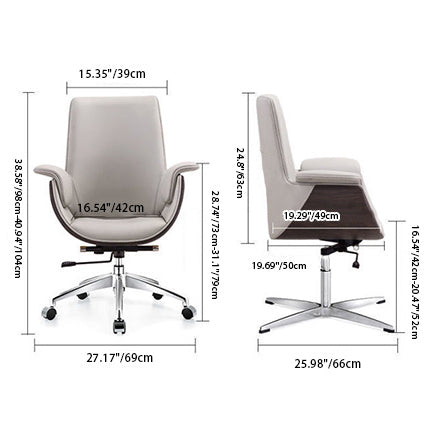 Modern Microfiber Leather Wood Grain Desk Chair — High Back / Black