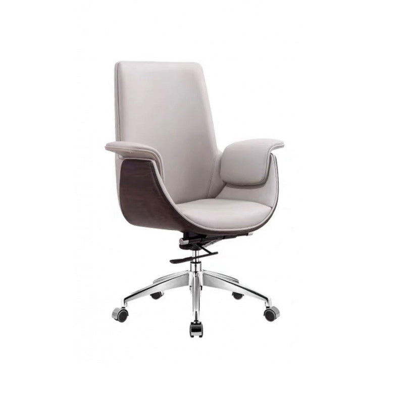 Modern Microfiber Leather Wood Grain Desk Chair
