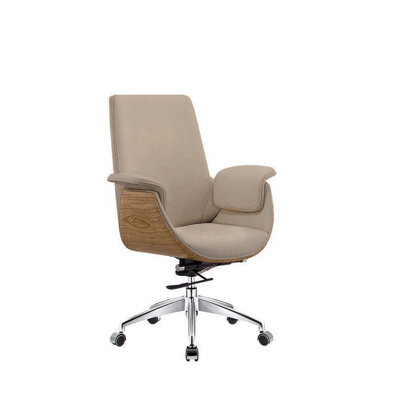 Modern Microfiber Leather Wood Grain Desk Chair