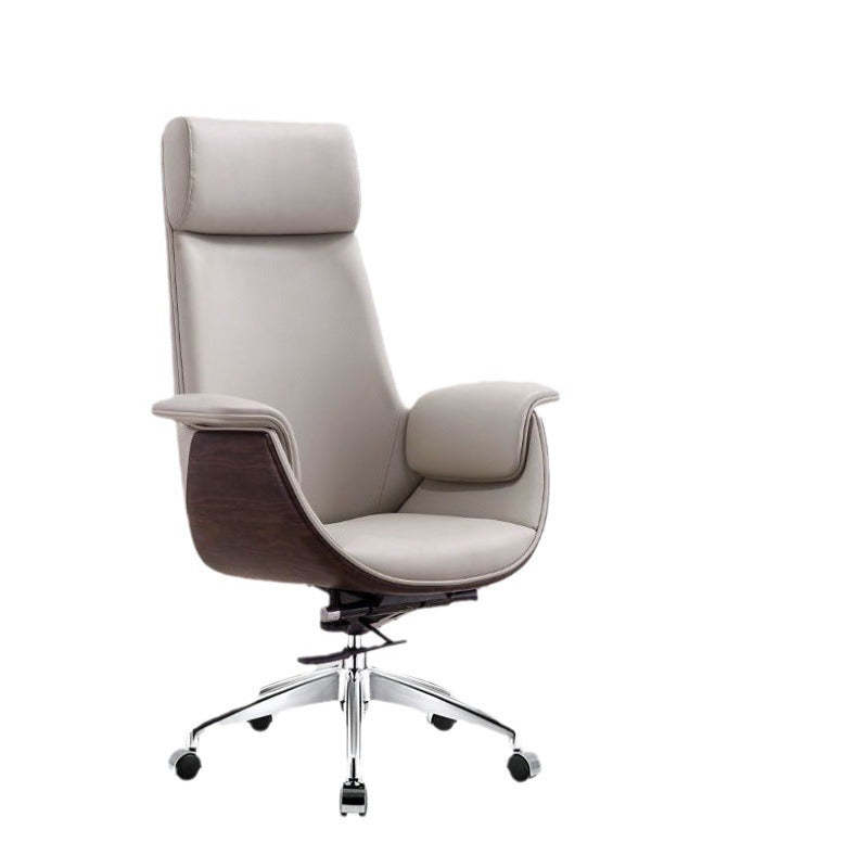 Modern Microfiber Leather Wood Grain Desk Chair