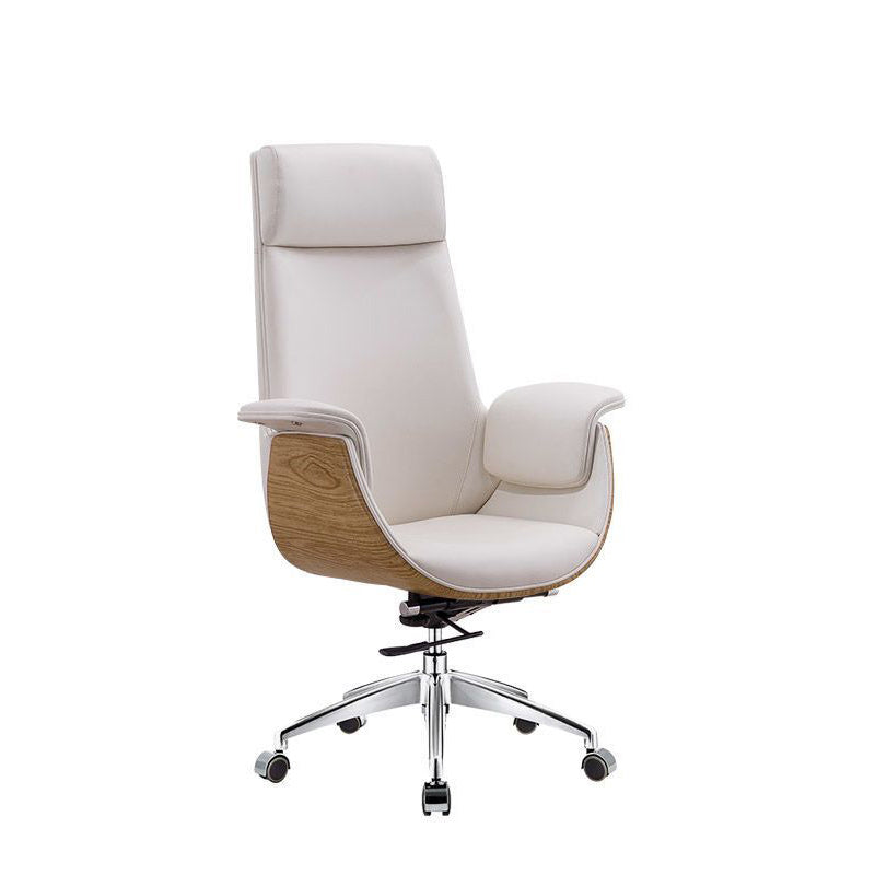 Modern Microfiber Leather Wood Grain Desk Chair