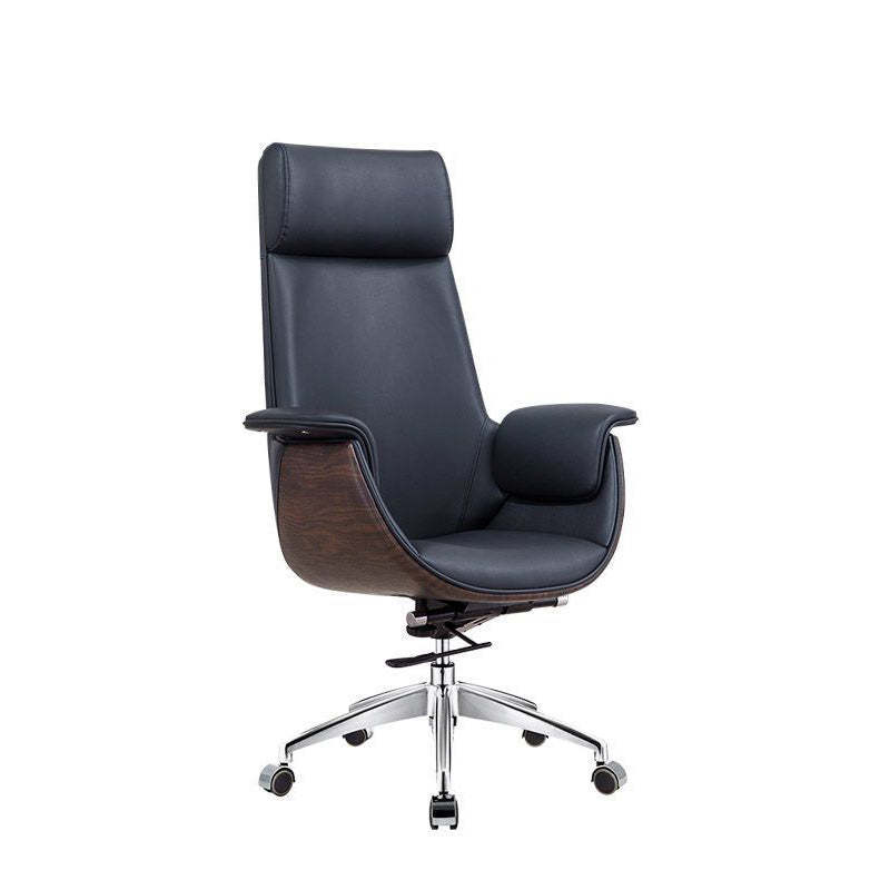 Modern Microfiber Leather Wood Grain Desk Chair