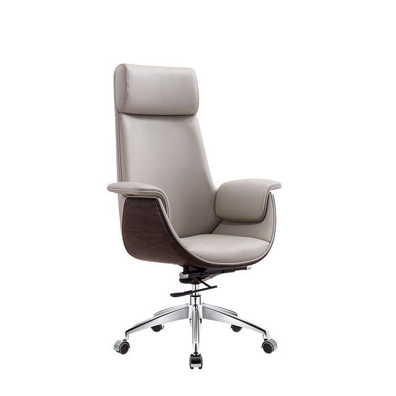 Modern Microfiber Leather Wood Grain Desk Chair