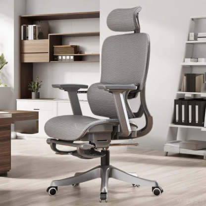 Modern Mesh Metal Breathable Lift Desk Chair — A - Without Footrest / Black