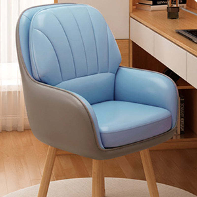 Scandinavian Swivel Vanity Stool With Backrest — Fabric / Gray