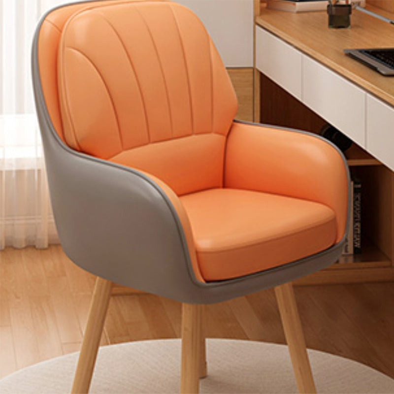 Scandinavian Swivel Vanity Stool With Backrest — Velvet / Orange