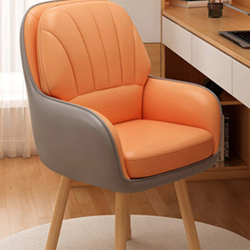 Scandinavian Swivel Vanity Stool With Backrest — Velvet / Orange