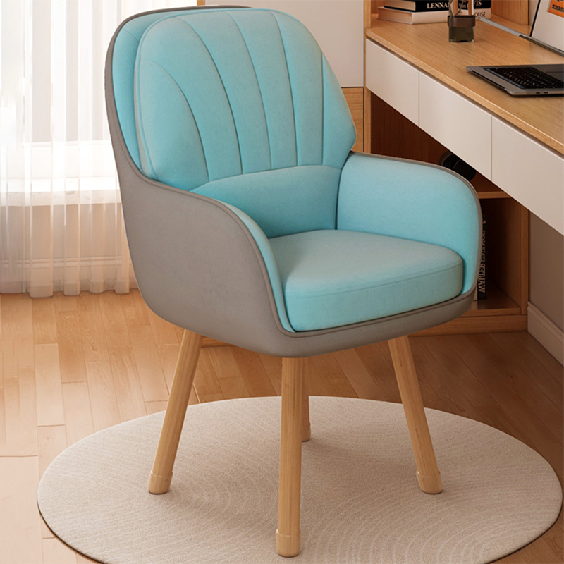 Scandinavian Swivel Vanity Stool With Backrest — Velvet / Beige