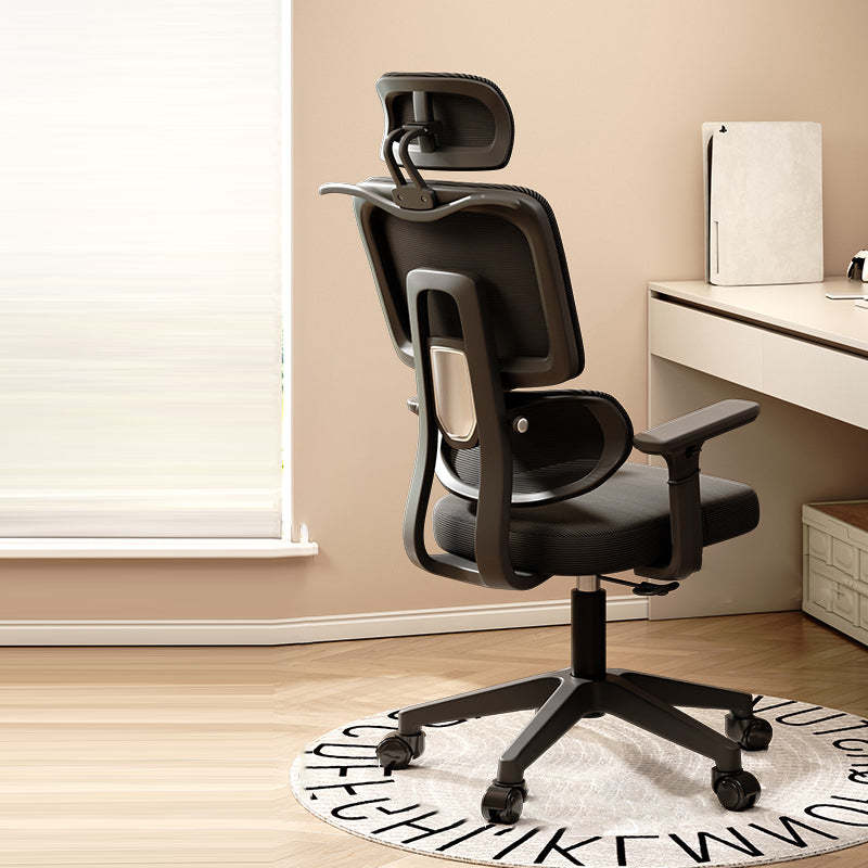 Modern Nylon Mesh Metal Liftable Desk Chair — Sponge Seat + Without Footrest / Black