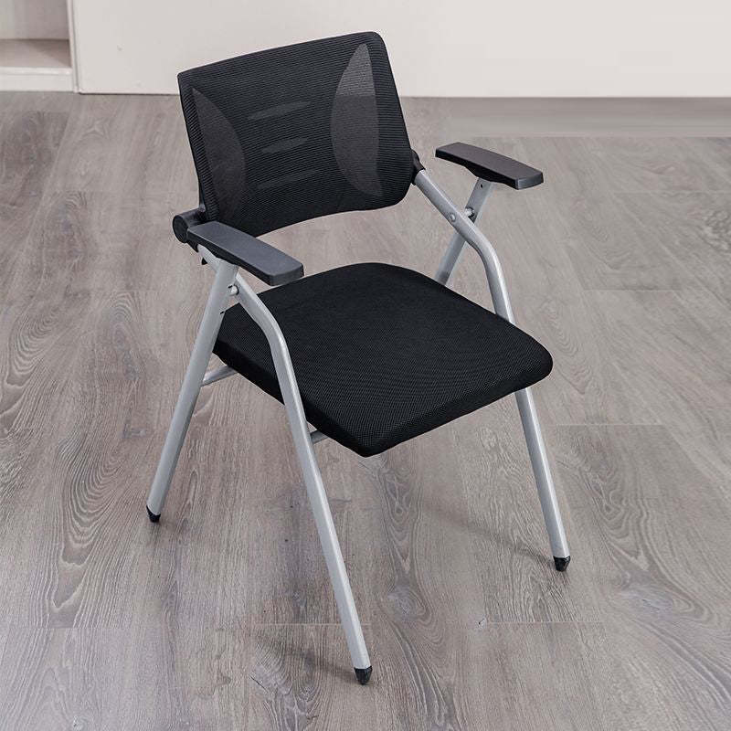 Gray minimalist mesh foldable office chairs — Without Table Plate / Black