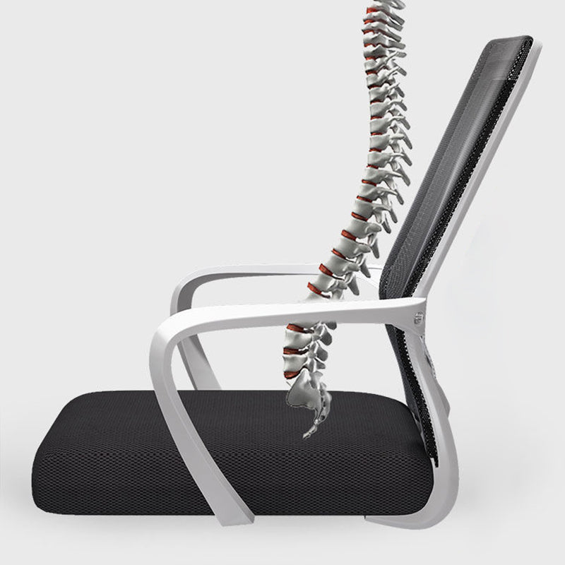 Modern Mesh Nylon Steel Latex Desk Chair — Nylon / Tray + Sponge Seat / White + Black