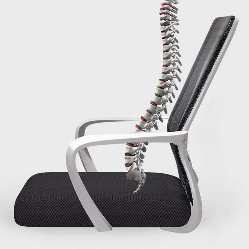 Modern Mesh Nylon Steel Latex Desk Chair — Nylon / Tray + Sponge Seat / White + Black