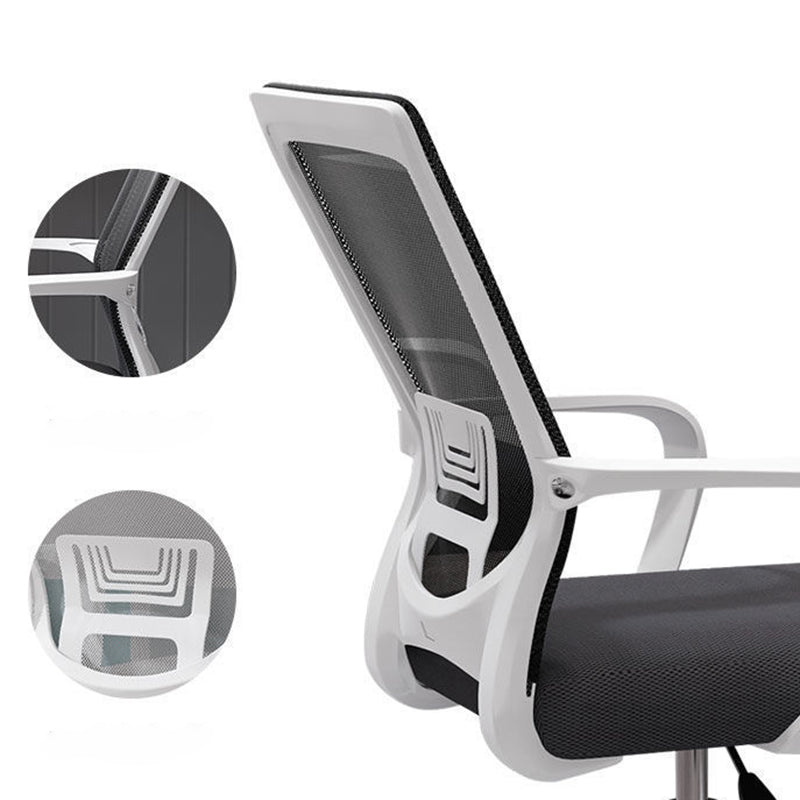 Modern Mesh Nylon Steel Latex Desk Chair — Nylon / Tray + Sponge Seat / White + Gray