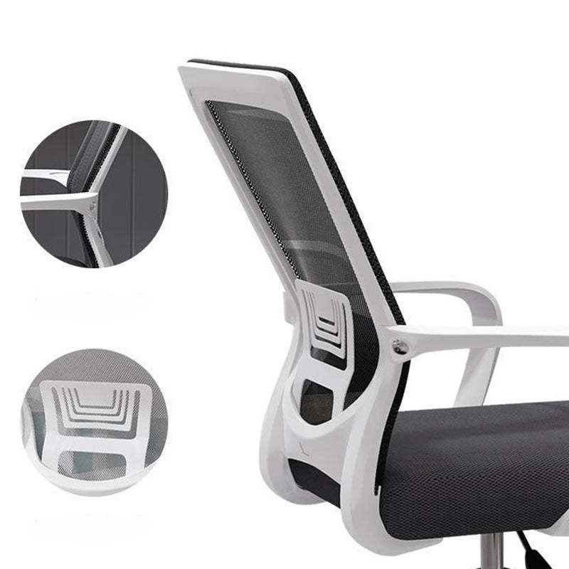 Modern Mesh Nylon Steel Latex Desk Chair — Nylon / Tray + Sponge Seat / White + Gray