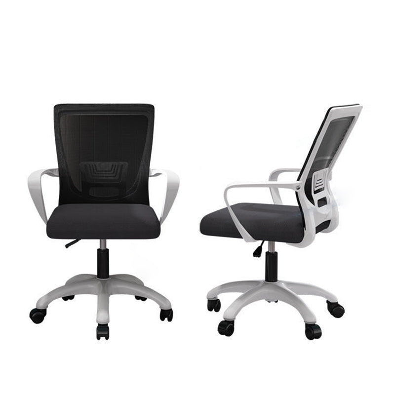 Modern Mesh Nylon Steel Latex Desk Chair — Steel / Tray + Latex Seat / White + Black