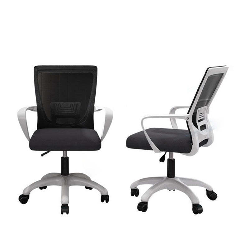 Modern Mesh Nylon Steel Latex Desk Chair — Steel / Tray + Latex Seat / White + Black