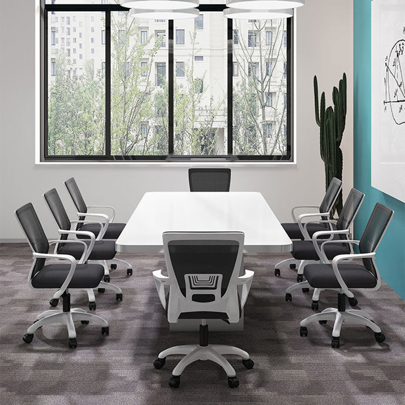 Modern Mesh Nylon Steel Latex Desk Chair — Nylon / Roller Wheel + Latex Seat / White + Black