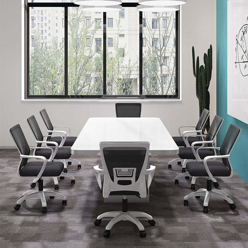 Modern Mesh Nylon Steel Latex Desk Chair — Nylon / Roller Wheel + Latex Seat / White + Black