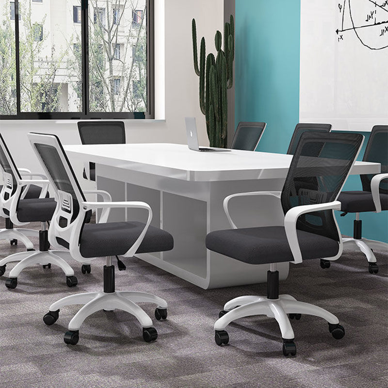 Modern Mesh Nylon Steel Latex Desk Chair — Nylon / Roller Wheel + Latex Seat / Black
