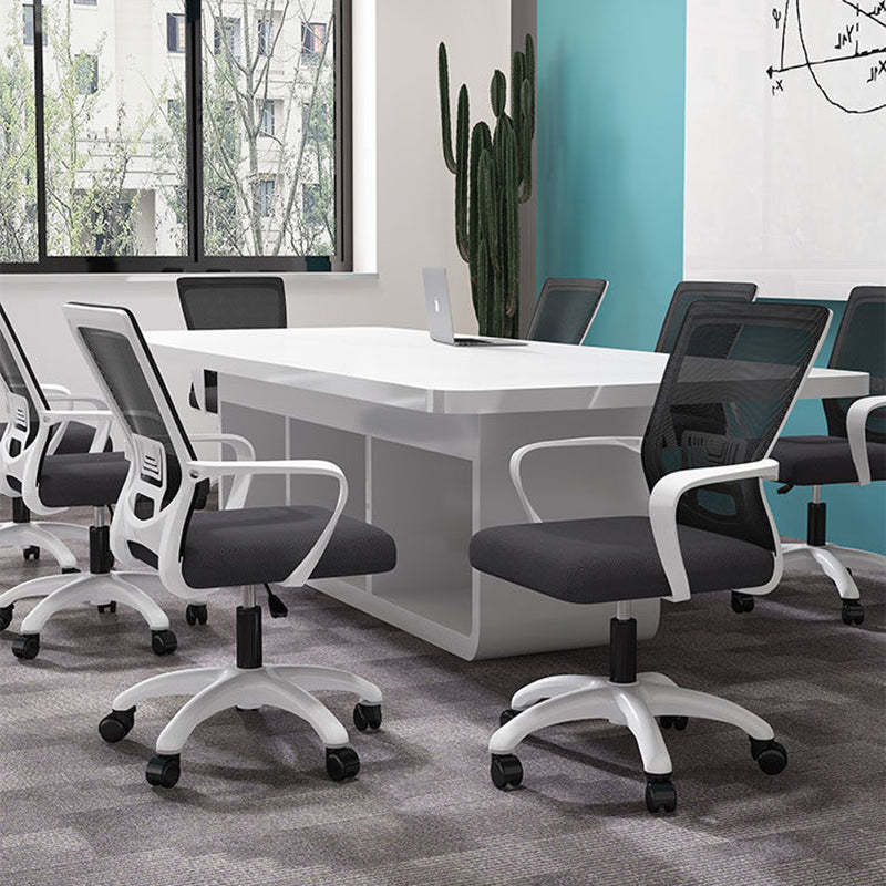 Modern Mesh Nylon Steel Latex Desk Chair — Nylon / Roller Wheel + Latex Seat / Black