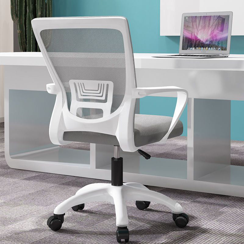 Modern Mesh Nylon Steel Latex Desk Chair — Steel / Roller Wheel + Sponge Seat / Black