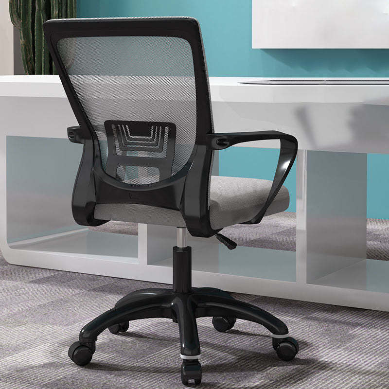 Modern Mesh Nylon Steel Latex Desk Chair — Steel / Roller Wheel + Sponge Seat / White + Black