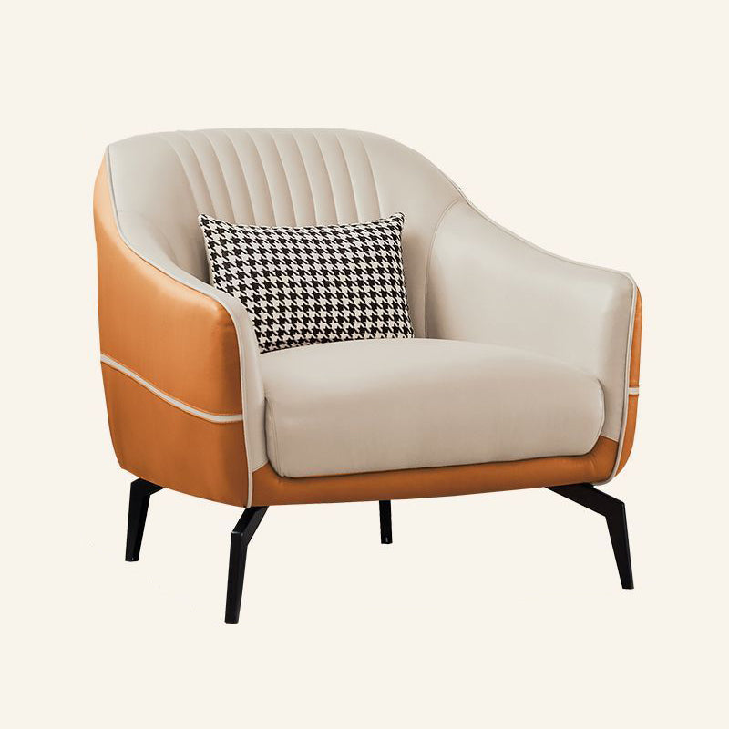 Scandinavian Leather Wood Streak Accent Chair