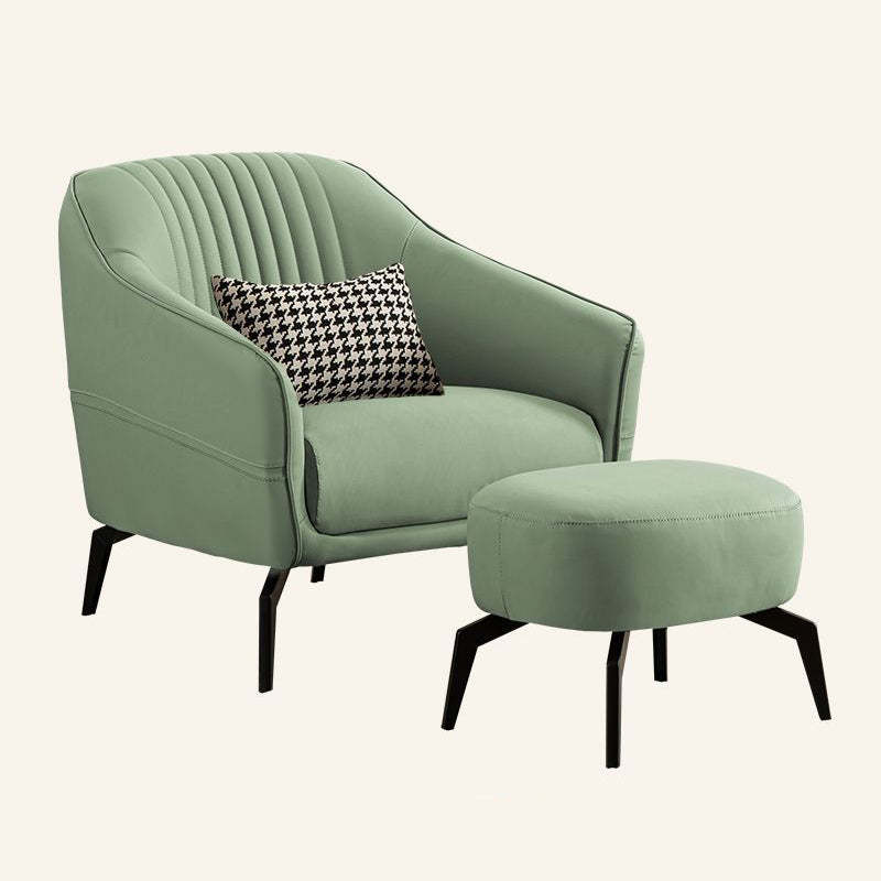 Scandinavian Leather Wood Streak Accent Chair