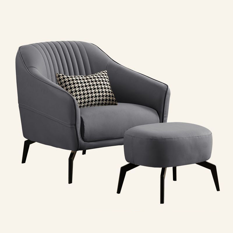 Scandinavian Leather Wood Streak Accent Chair