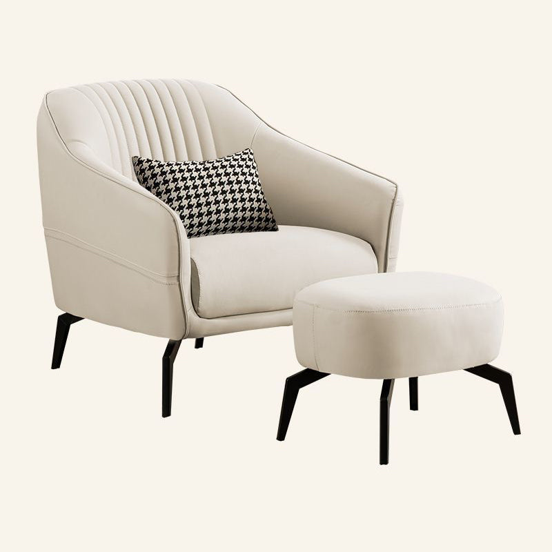 Scandinavian Leather Wood Streak Accent Chair