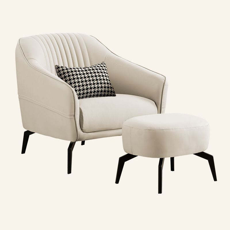Scandinavian Leather Wood Streak Accent Chair
