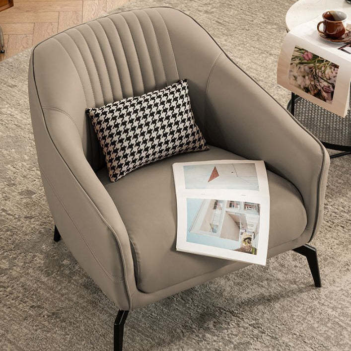 Scandinavian Leather Wood Streak Accent Chair