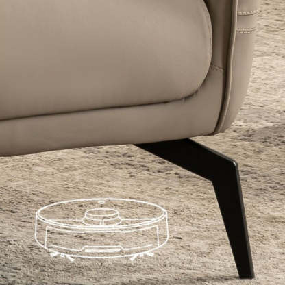 Scandinavian Leather Wood Streak Accent Chair — With Footrest / Gray