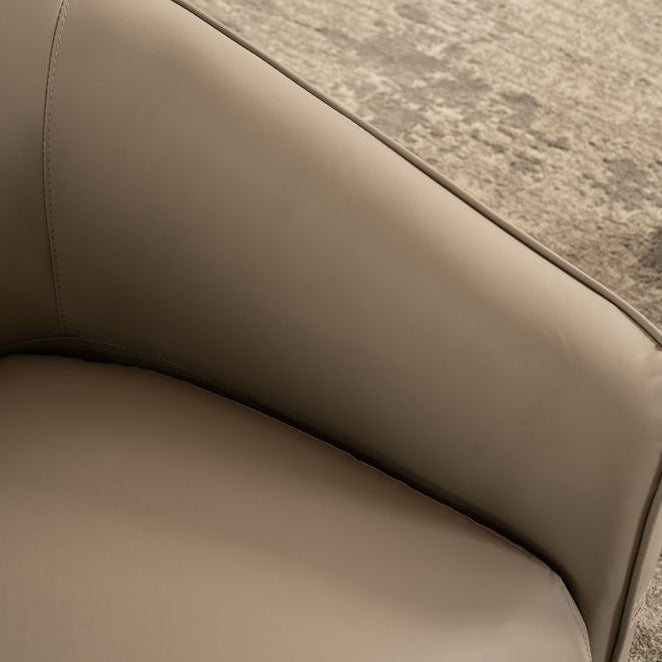 Scandinavian Leather Wood Streak Accent Chair