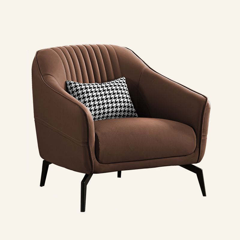 Scandinavian Leather Wood Streak Accent Chair