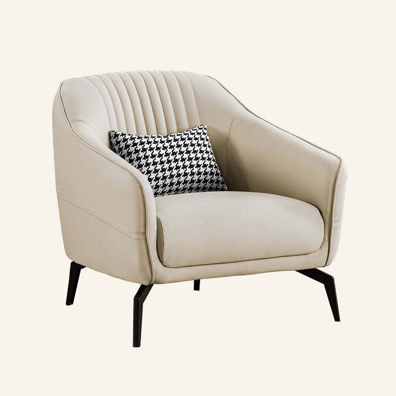 Scandinavian Leather Wood Streak Accent Chair