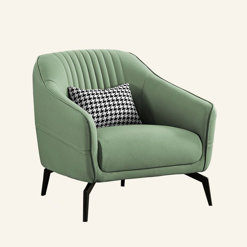 Scandinavian Leather Wood Streak Accent Chair