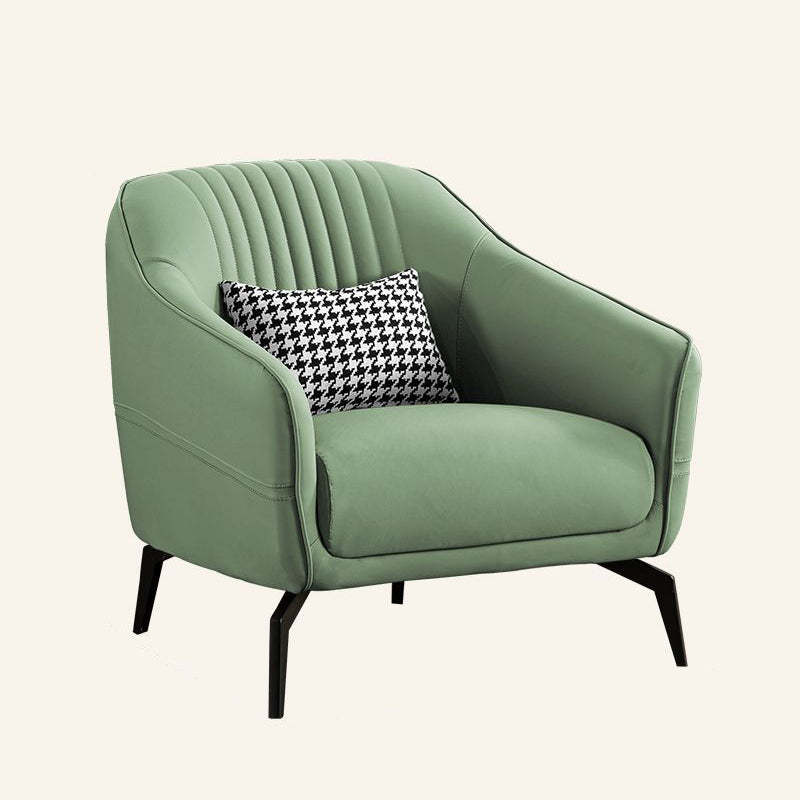 Scandinavian Leather Wood Streak Accent Chair