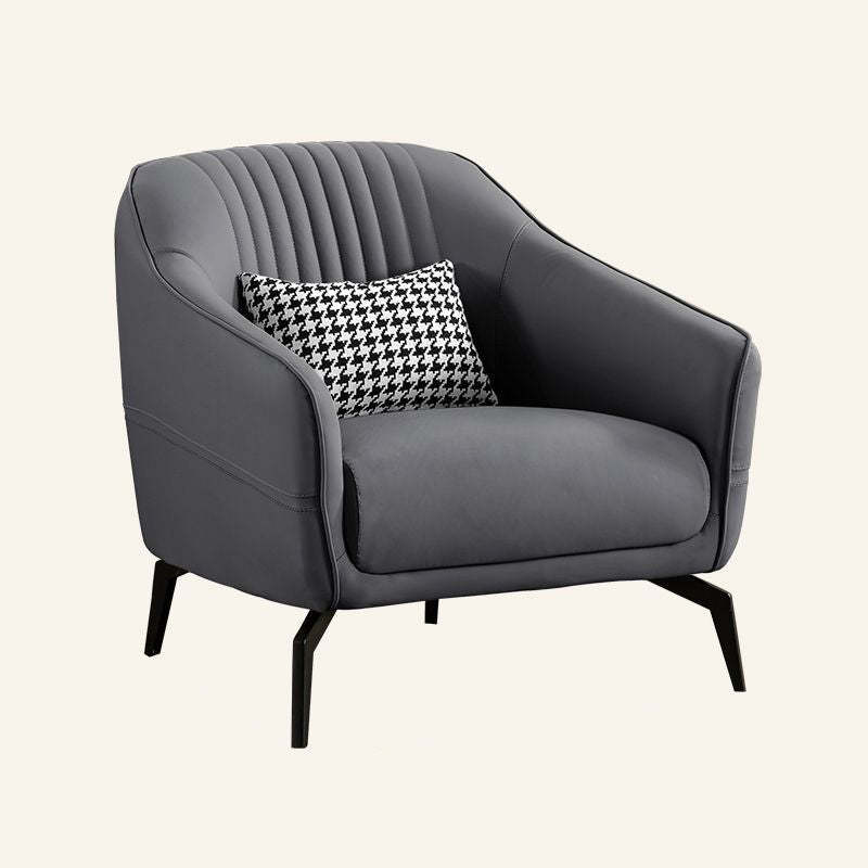 Scandinavian Leather Wood Streak Accent Chair