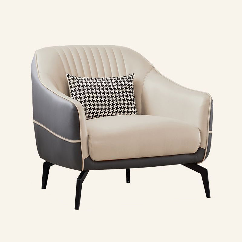 Scandinavian Leather Wood Streak Accent Chair